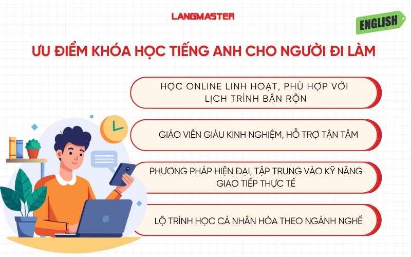 Làm chủ tiếng Anh giao tiếp với khóa học tiếng Anh dành cho người đi làm tại Langmaster