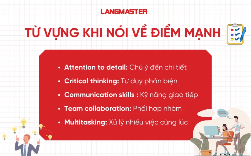 Từ vựng nói về điểm mạnh khi phỏng vấn tiếng Anh