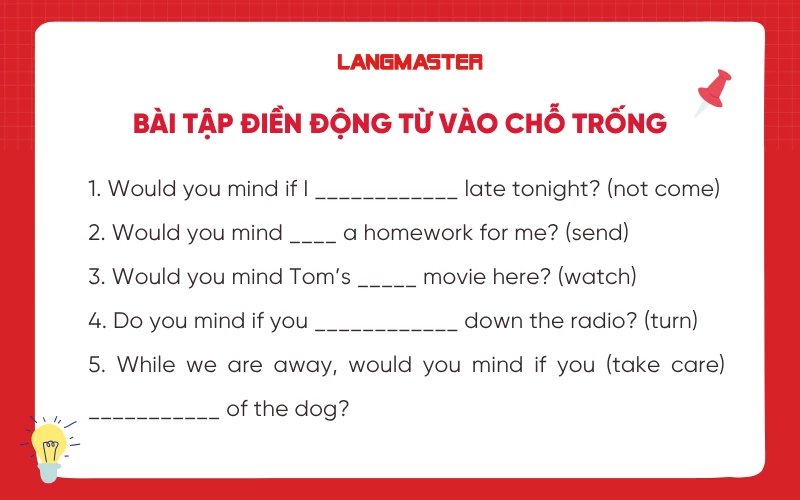 Bài tập điền động từ vào chỗ trống