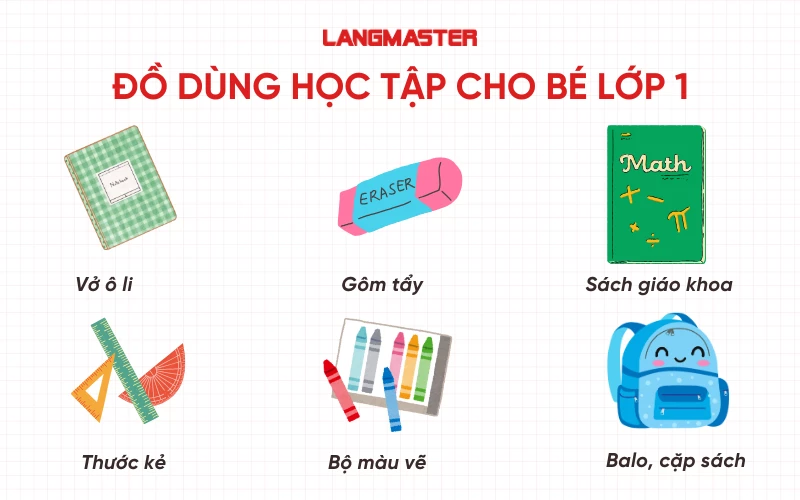 Đồ dùng học tập cho bé lớp 1