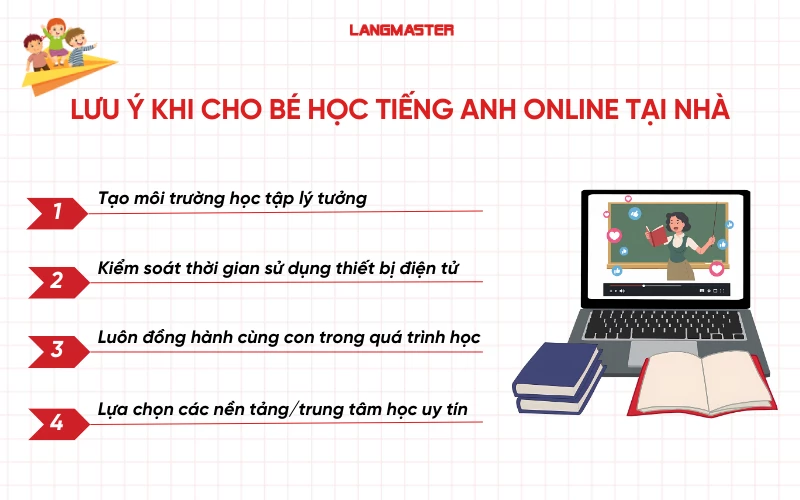 Lưu ý khi cho bé học tiếng Anh online tại nhà