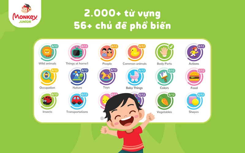 Ứng dụng học tiếng Anh online cho bé lớp 1 Monkey Junior