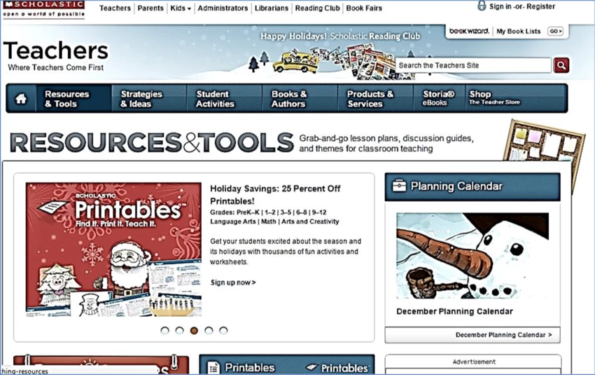 Website học tiếng Anh online cho bé lớp 1 Teacher Scholastic