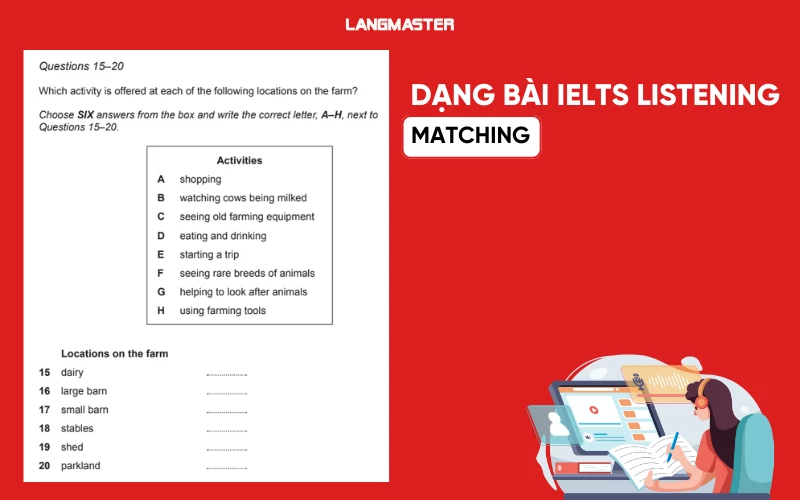 Các dạng bài IELTS Listening Matching