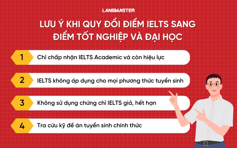 Lưu ý khi quy đổi điểm IELTS sang điểm tốt nghiệp và Đại học
