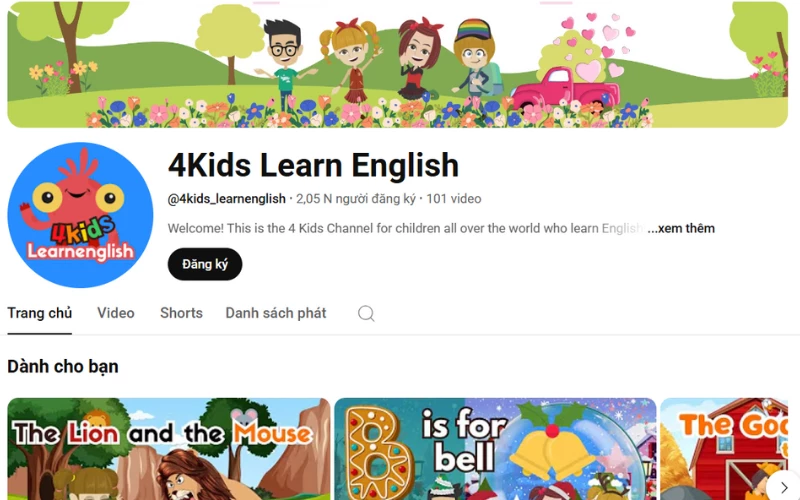 Học tiếng Anh online cho bé lớp 2: English 4Kids