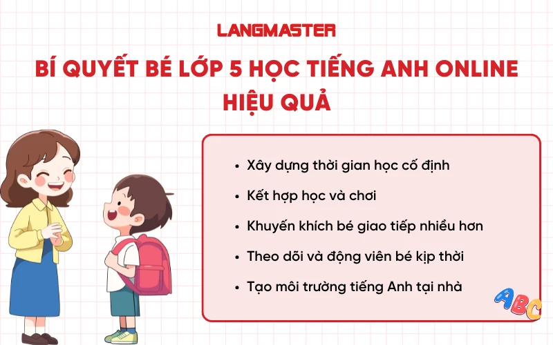 Bí quyết giúp bé lớp 5 học tiếng Anh online hiệu quả