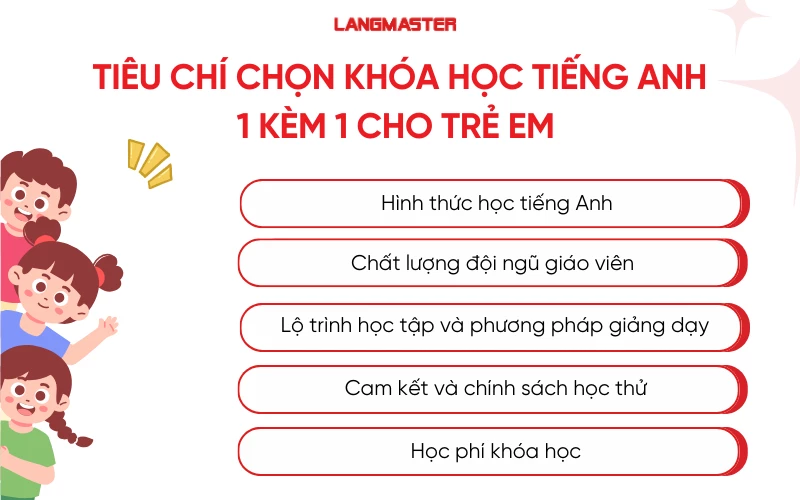 Tiêu chí chọn khóa học tiếng Anh 1 kèm 1 cho trẻ em