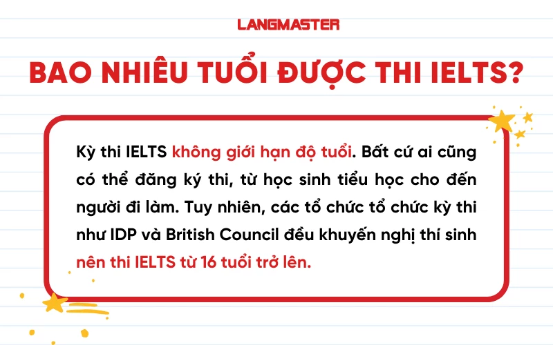 Bao nhiêu tuổi được thi IELTS?