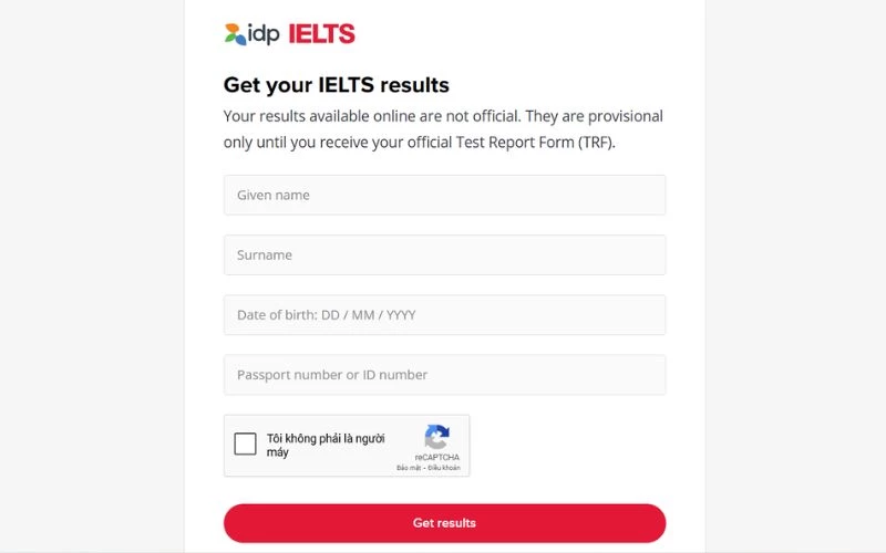 Tra cứu kết quả thi IELTS tại IDP