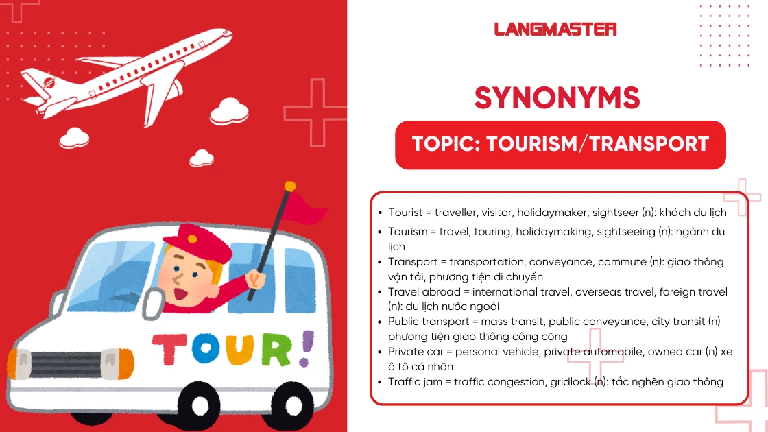 Synonyms chủ đề Tourism, Transport