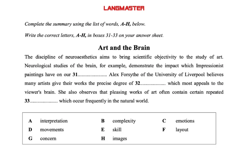 Bài mẫu Summary Completion trong IELTS Reading