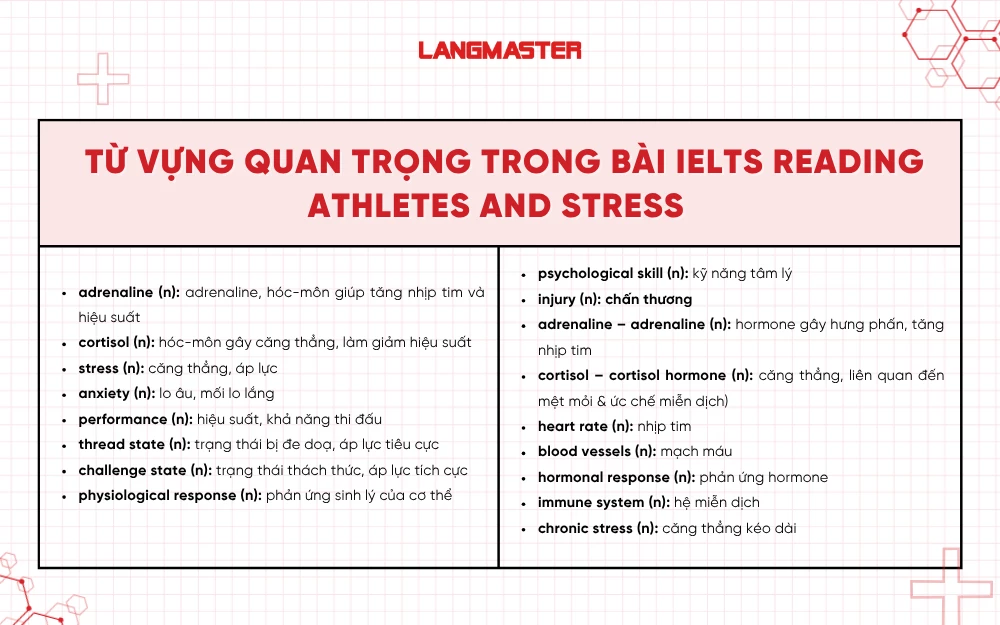 Từ vựng quan trọng trong bài thi Reading: Athletes and Stress