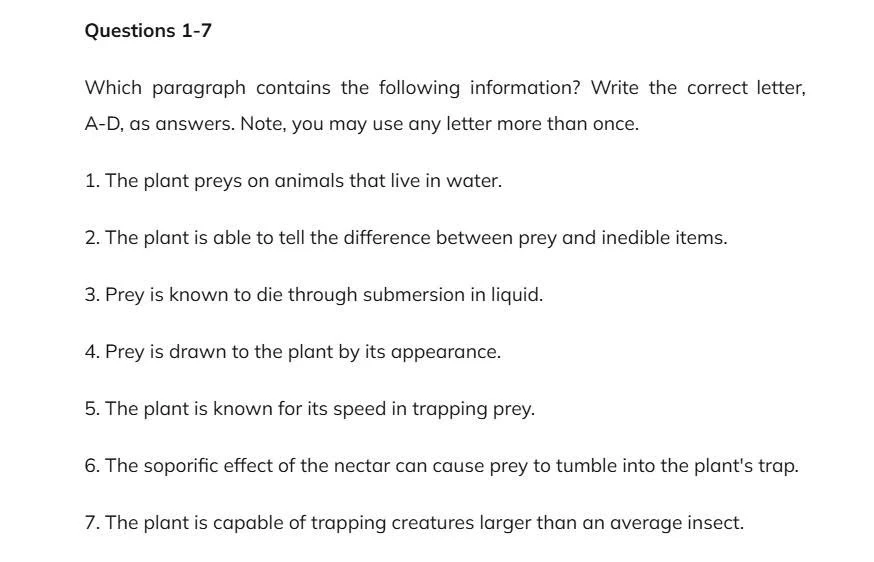 Bài mẫu Matching Information trong IELTS Reading