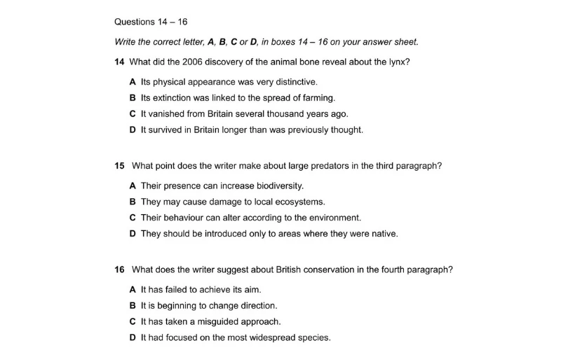 Ví dụ về dạng chọn 1 đáp án đúng nhất