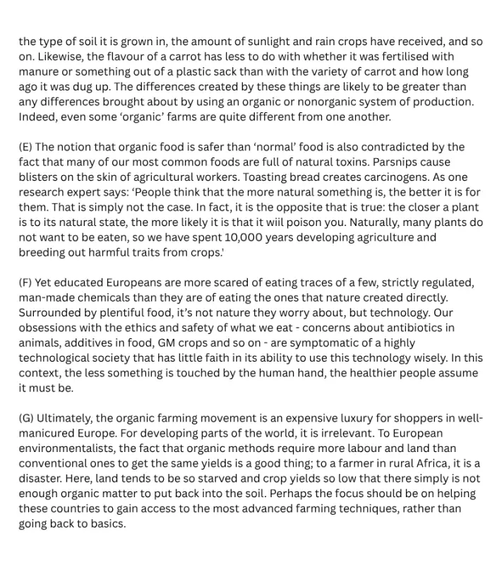 Đề thi thật IELTS Reading Organic Food