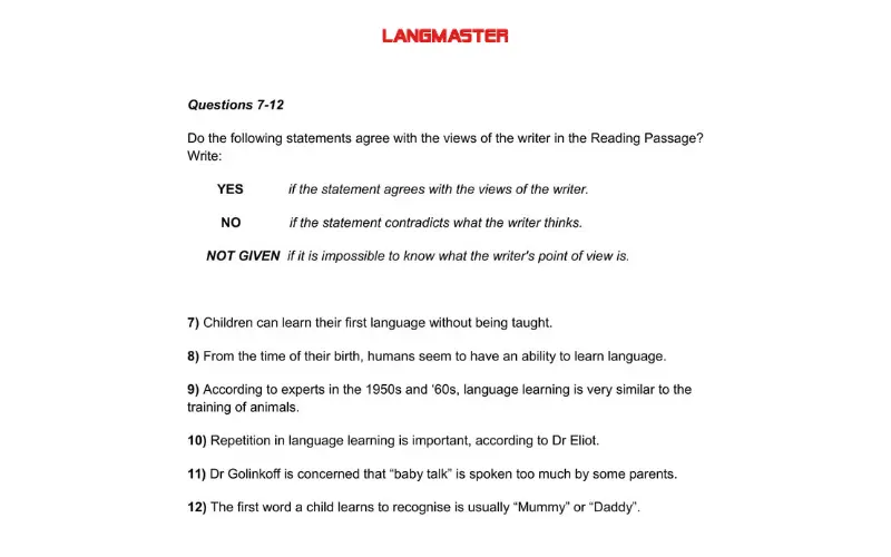 Dạng bài IELTS Reading Yes/No/Not Given