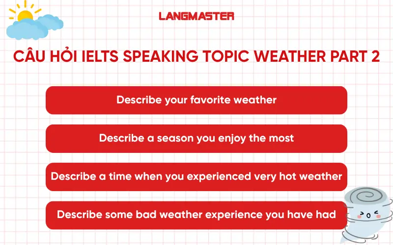 Câu hỏi IELTS Speaking chủ đề Weather Part 2