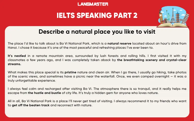 Describe a natural place you like to visit