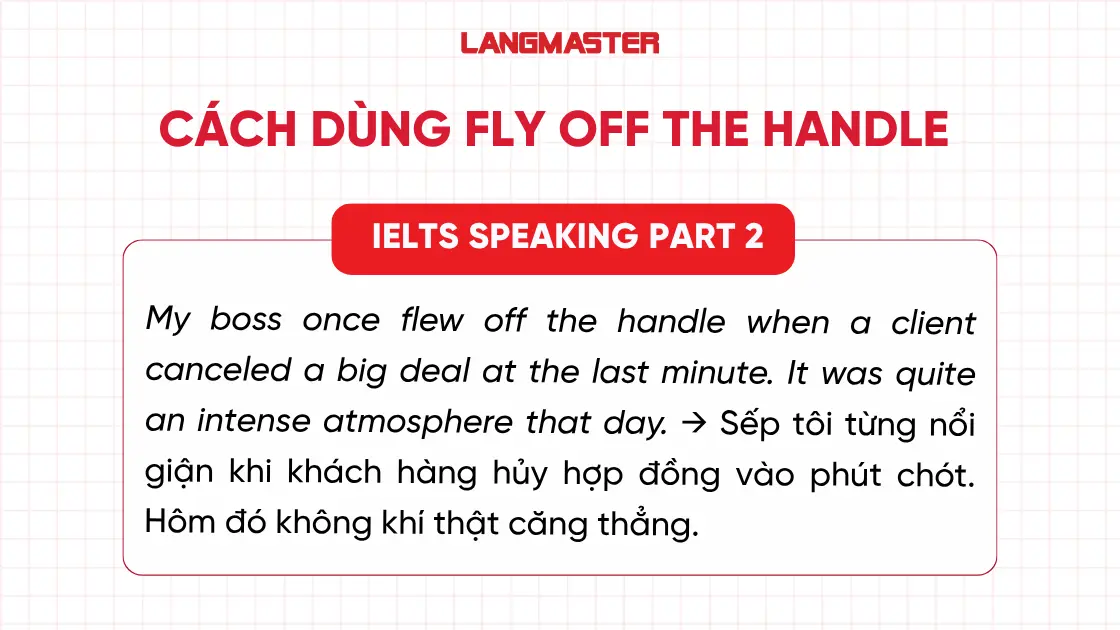 Cách dùng Fly off the handle trong IELTS Speaking Part 2