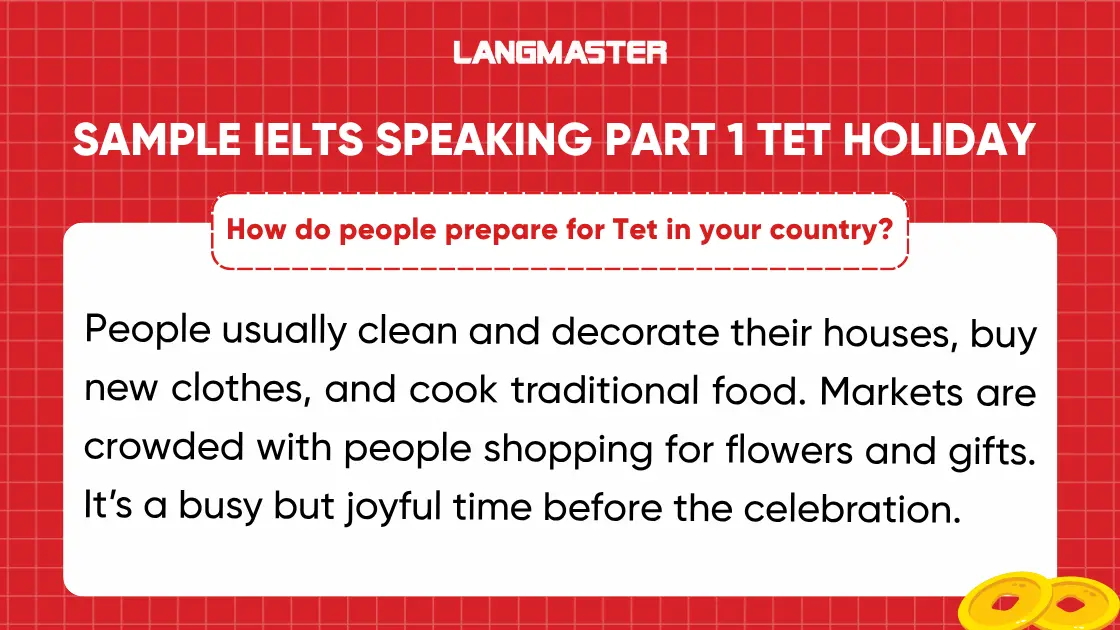 Bài mẫu IELTS Speaking Part 1 topic Tet holiday thường gặp
