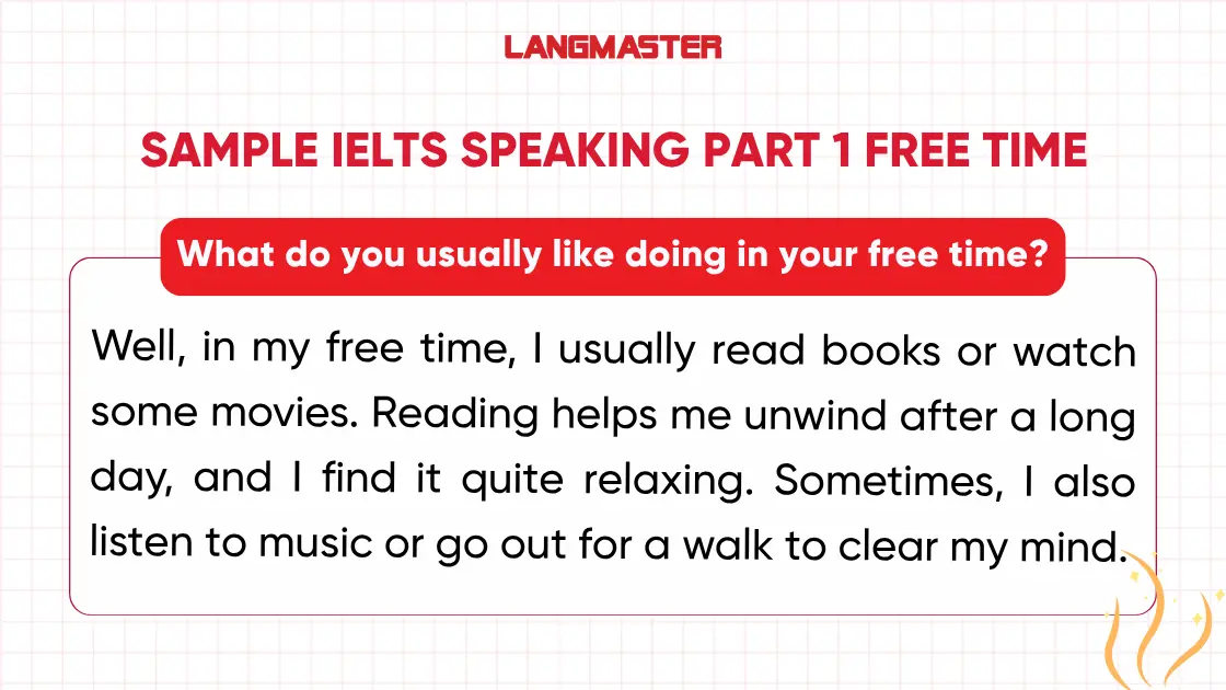 Bài mẫu IELTS Speaking Part 1 topic Free time thường gặp