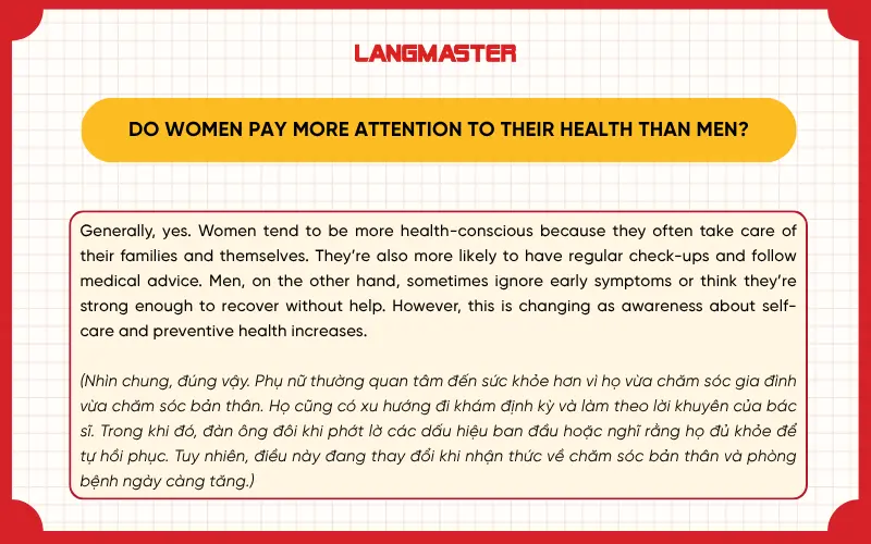 Do women pay more attention to their health than men?