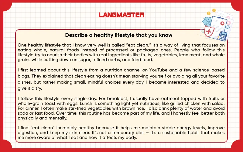 Describe a healthy lifestyle that you know