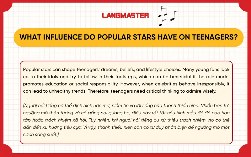 What influence do popular stars have on teenagers?