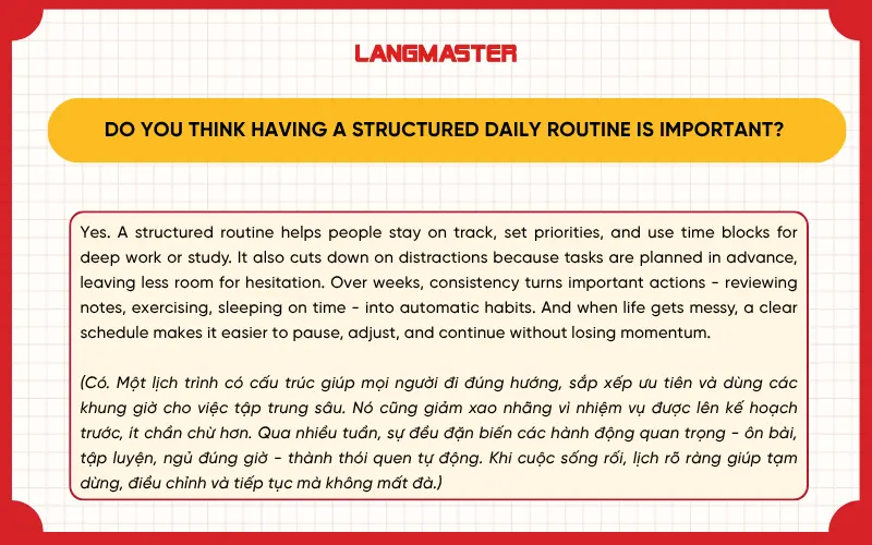 Do you think having a structured daily routine is important?