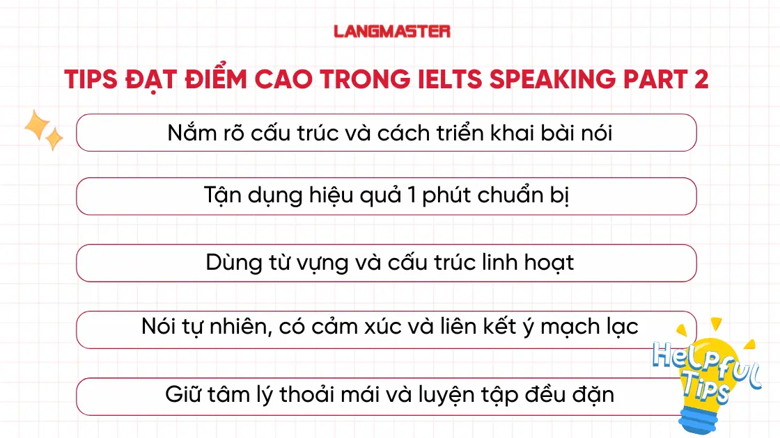 Tips đạt điểm cao trong IELTS Speaking Part 2
