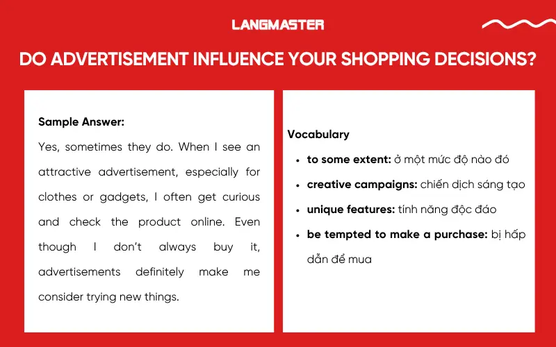 Bài mẫu topic Advertisement IELTS Speaking Part 1