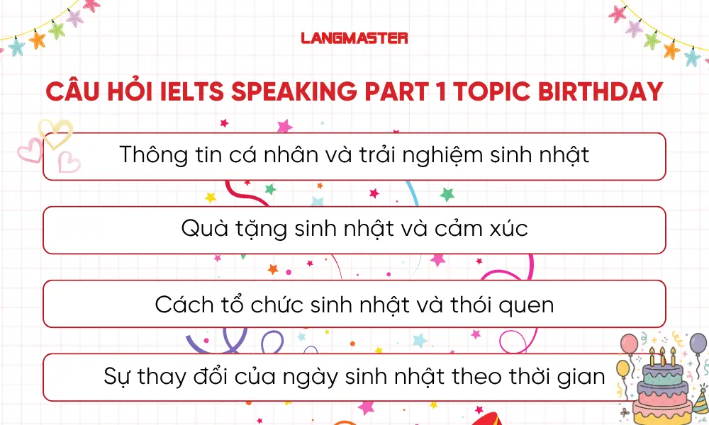 Tổng hợp câu hỏi IELTS Speaking Part 1 topic Birthday