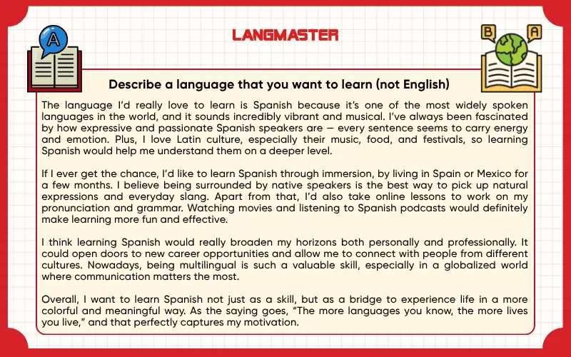 Describe a language that you want to learn (not English).