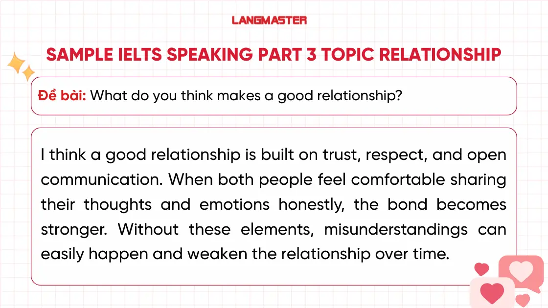 Bài mẫu chủ đề Relationship - IELTS Speaking Part 3