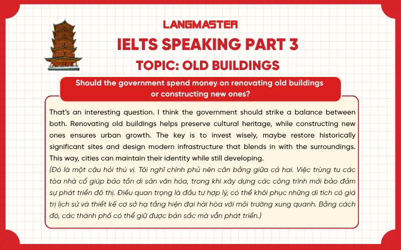 Should the government spend money on renovating old buildings or constructing new ones? IELTS Speaking Part 3