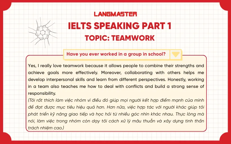 Have you ever worked in a group in school? IELTS Speaking Part 1
