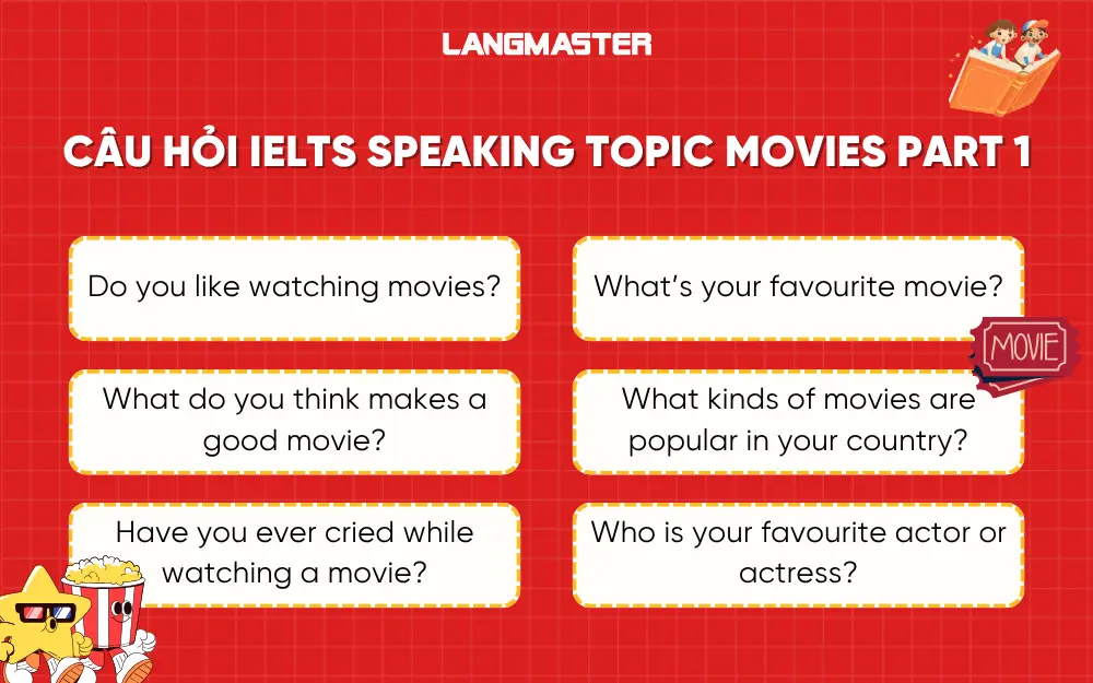 Câu hỏi IELTS Speaking Part 1 topic Movies