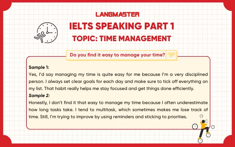 Do you find it easy to manage your time? IELTS Speaking Part 1