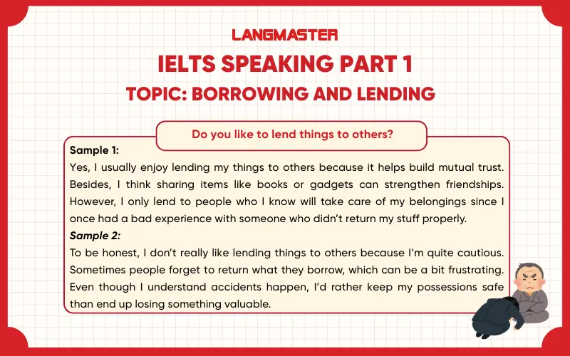 Do you like to lend things to others? ielts speaking part 1
