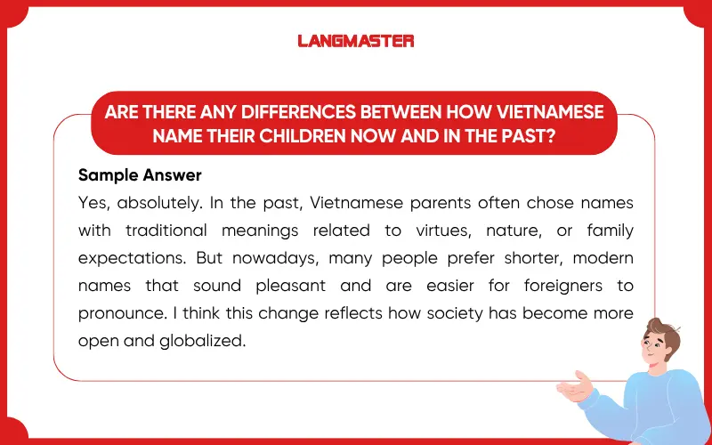 Câu trả lời mẫu topic Names IELTS Speaking Part 1