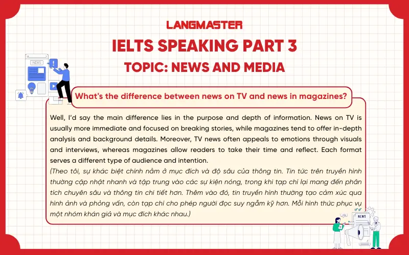 What's the difference between news on TV and news in magazines? ielts speaking part 3