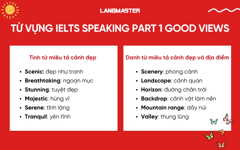 Từ vựng IELTS Speaking Part 1 topic Good Views