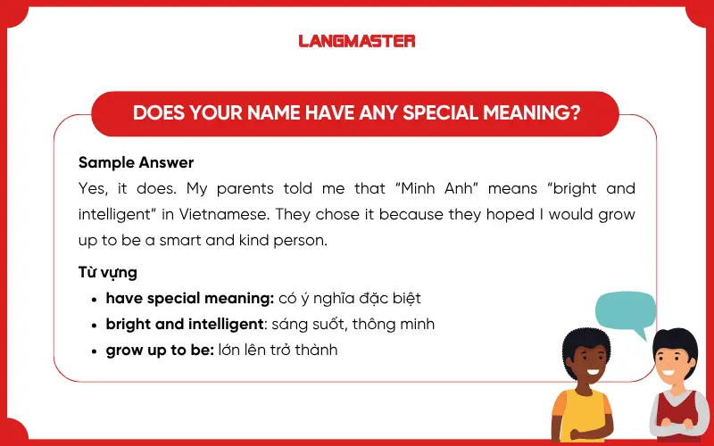 Câu trả lời mẫu topic Names IELTS Speaking Part 1