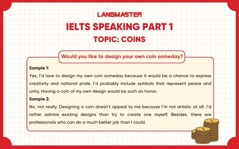 Would you like to design your own coin someday? ielts speaking part 1