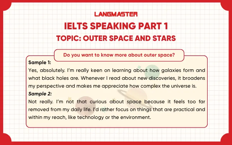 Do you want to know more about outer space?  ielts speaking part 1
