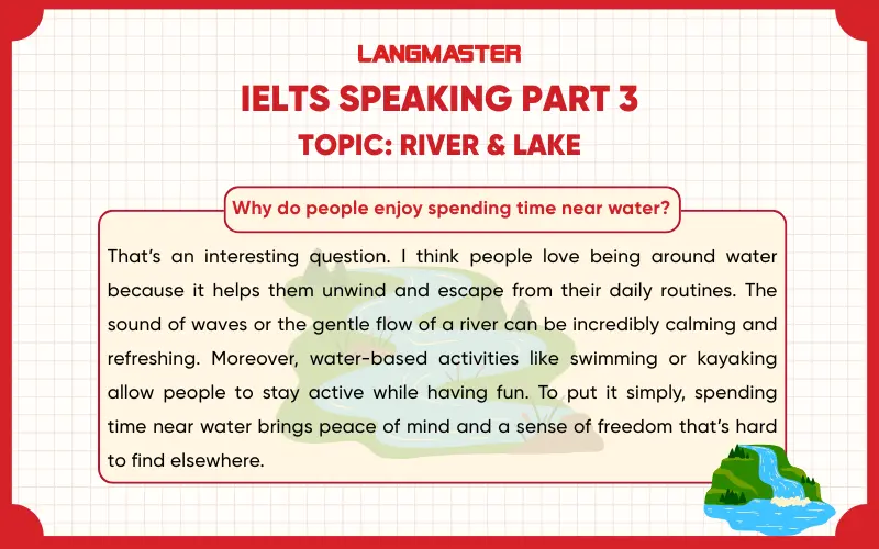 Why do people enjoy spending time near water? ielts speaking part 3