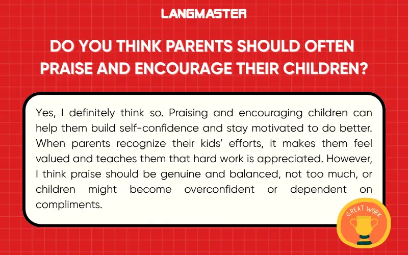 Do you think parents should often praise and encourage their children?