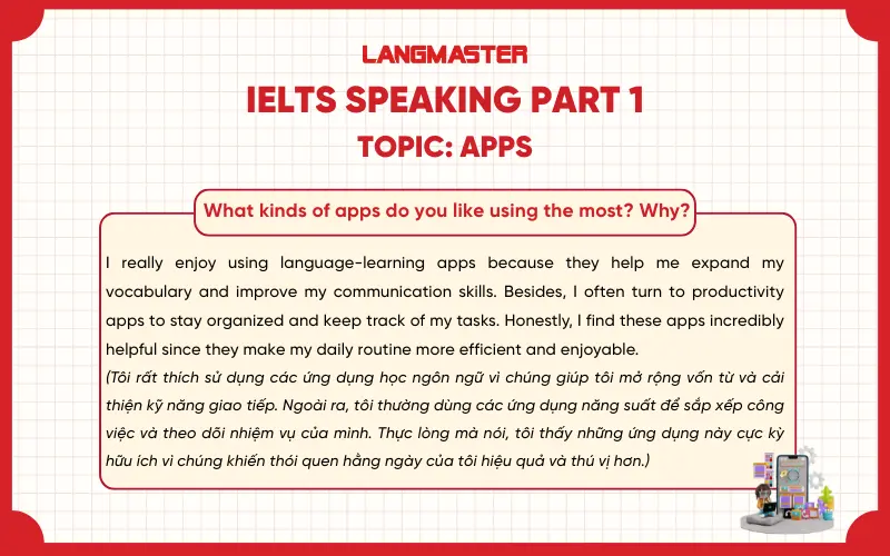 What kinds of apps do you like using the most? Why? ielts speaking part 1