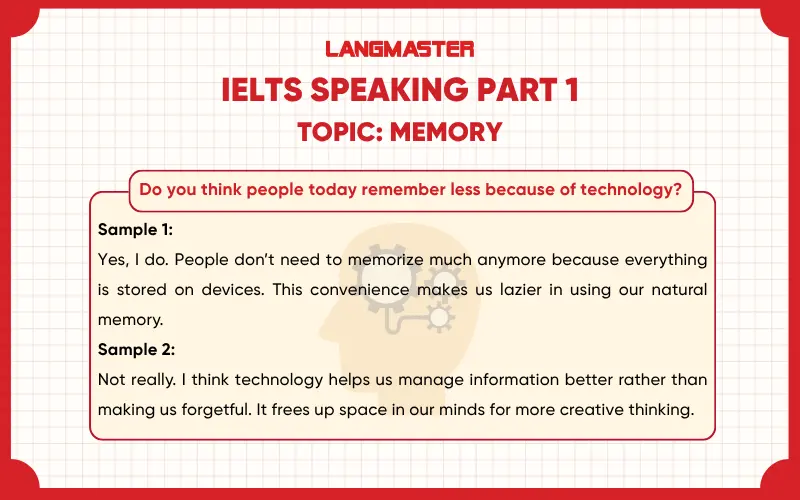 Do you think people today remember less because of technology? ielts speaking part 1